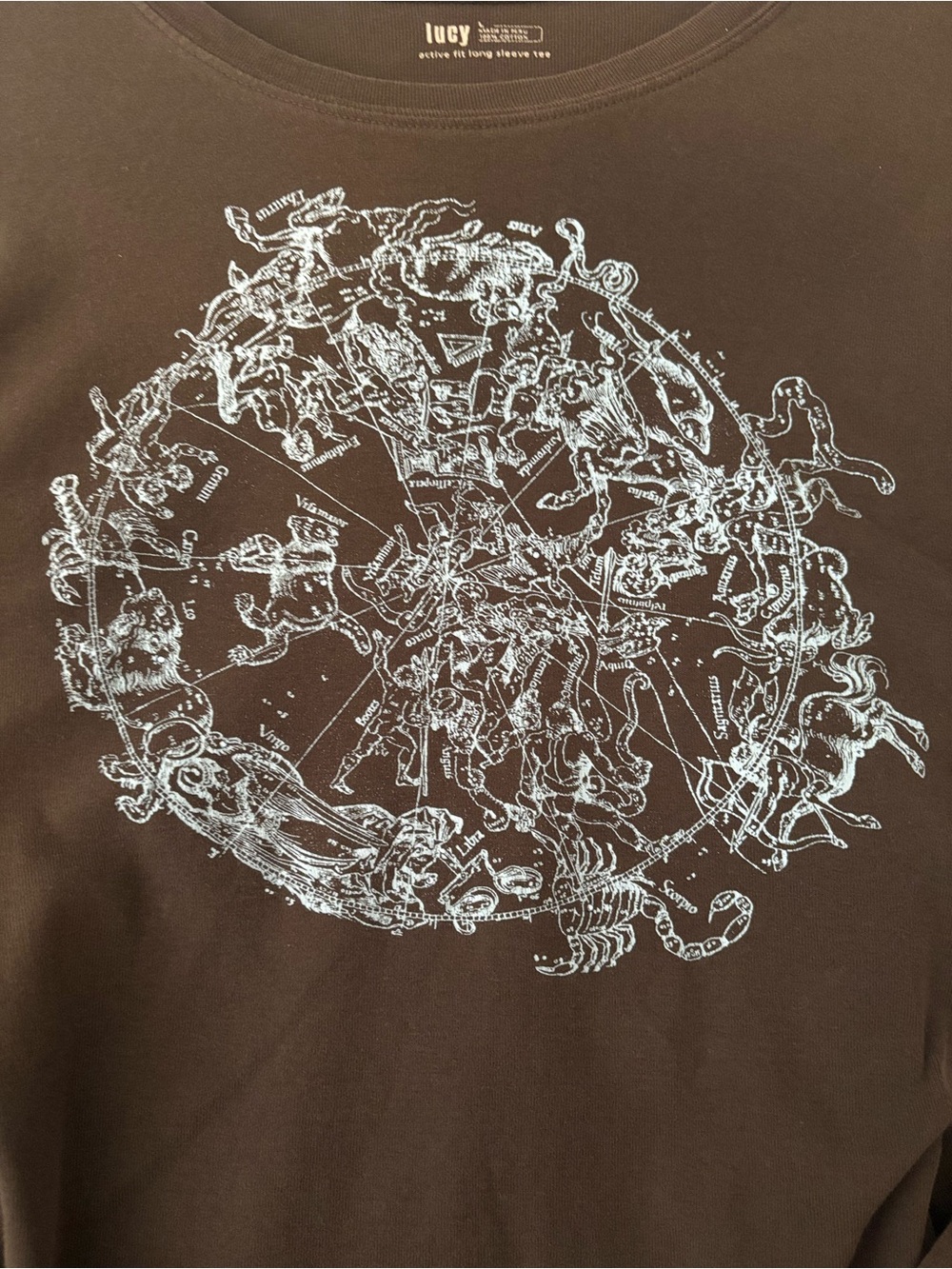 Lucy Brown Long-Sleeve Tee with Blue Constellation Graphic - Picture 2 of 8